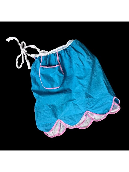 Handmade Other - Vintage Apron Handmade Blue Pink Scalloped Pocket Adjustable Ties Mid Century